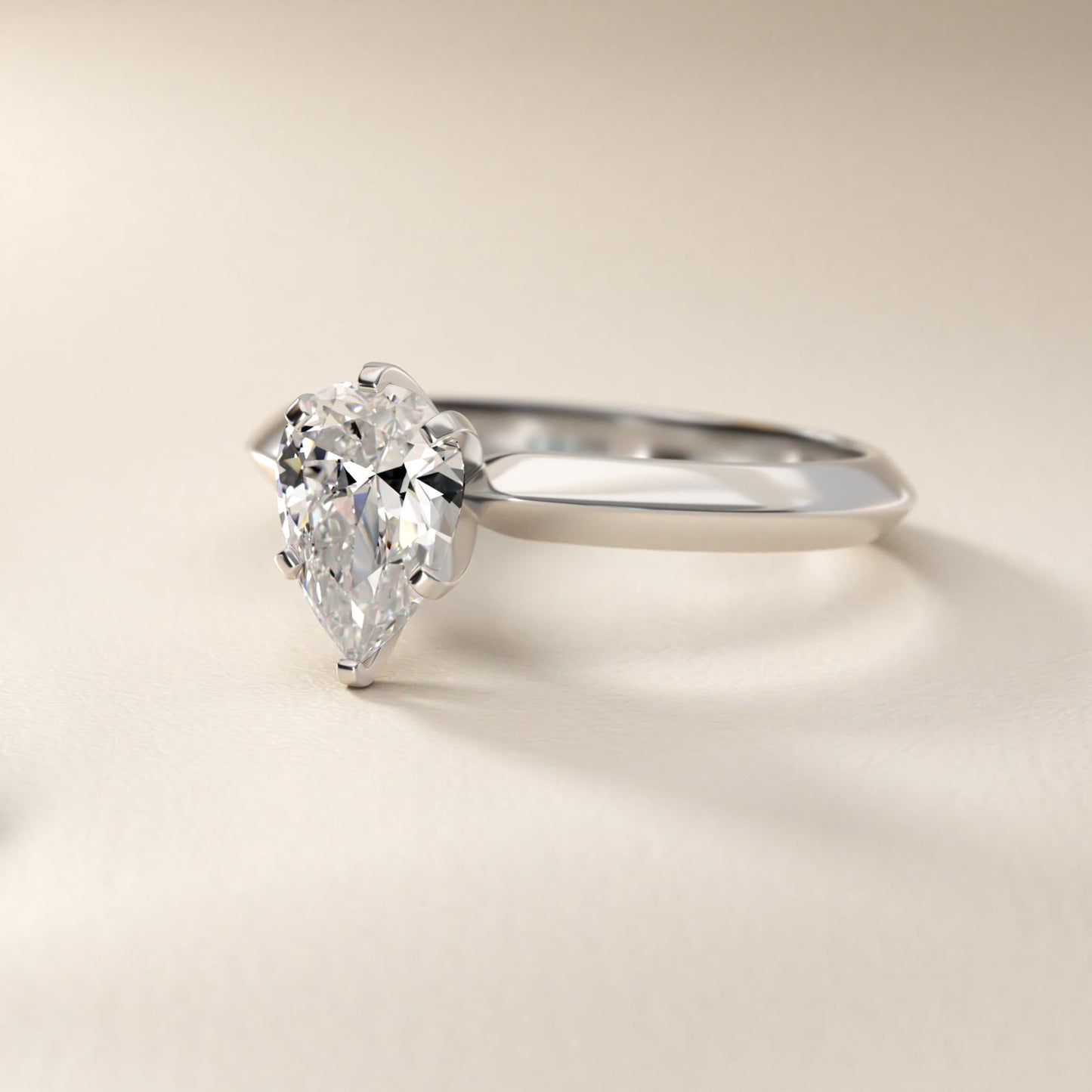 Knife Edge Six Prong Solitaire Engagement Ring In Platinum By James Allen - Pear Center