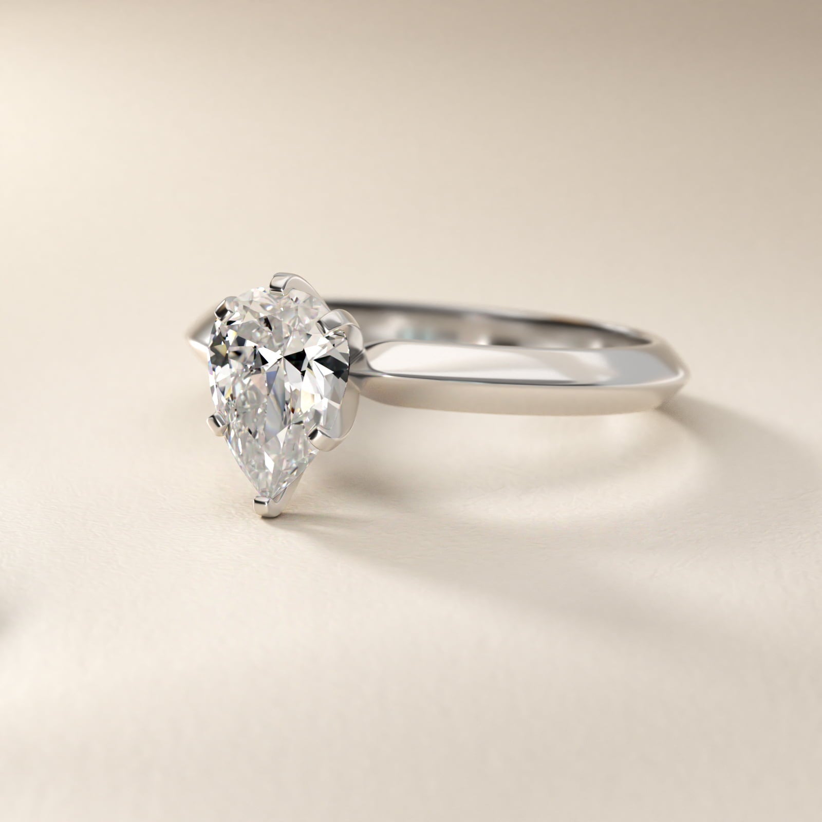 Knife Edge Six Prong Solitaire Engagement Ring In Platinum By James Allen - Pear Center