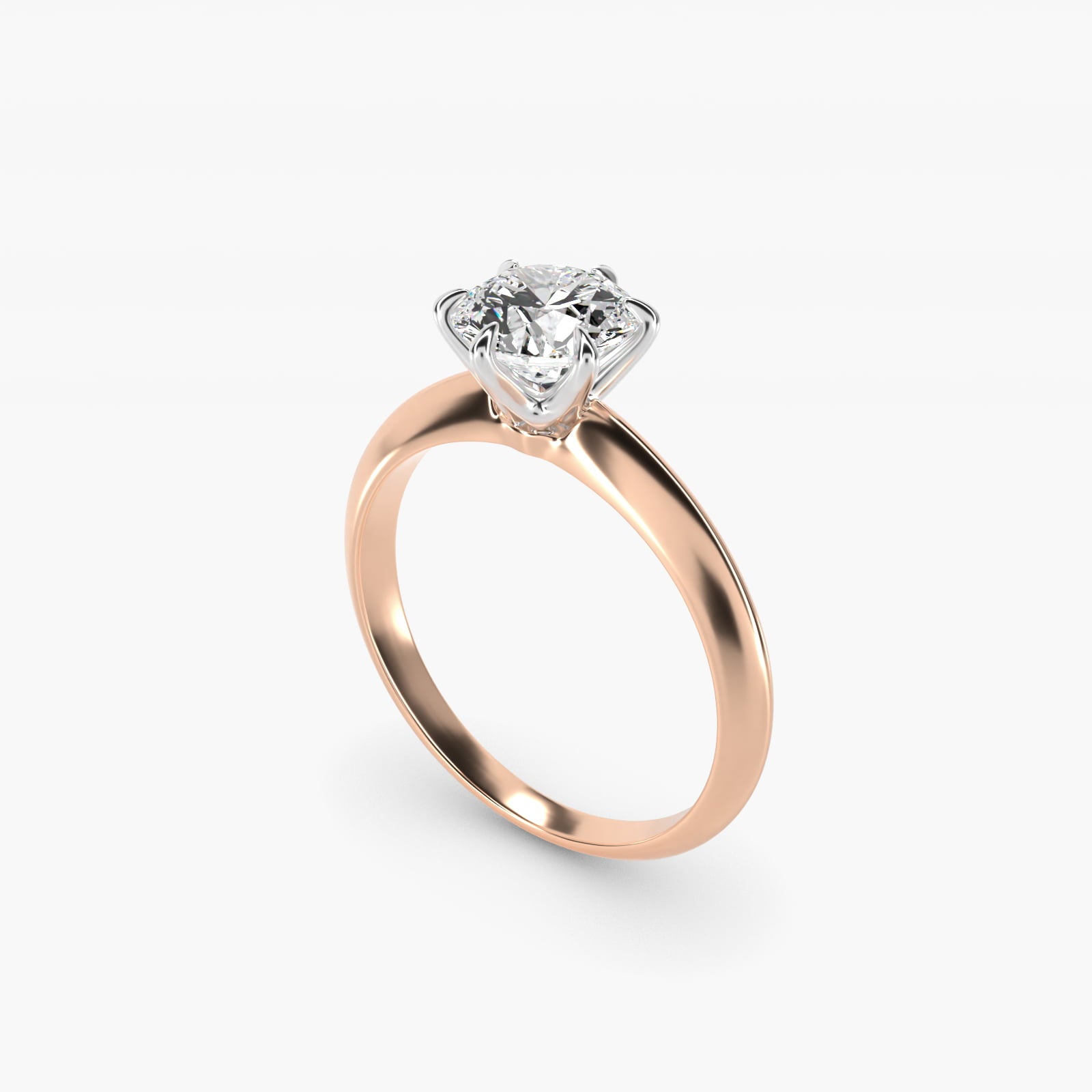 Knife Edge Six Prong Solitaire Engagement Ring In 14K Rose Gold By James Allen - Round Center