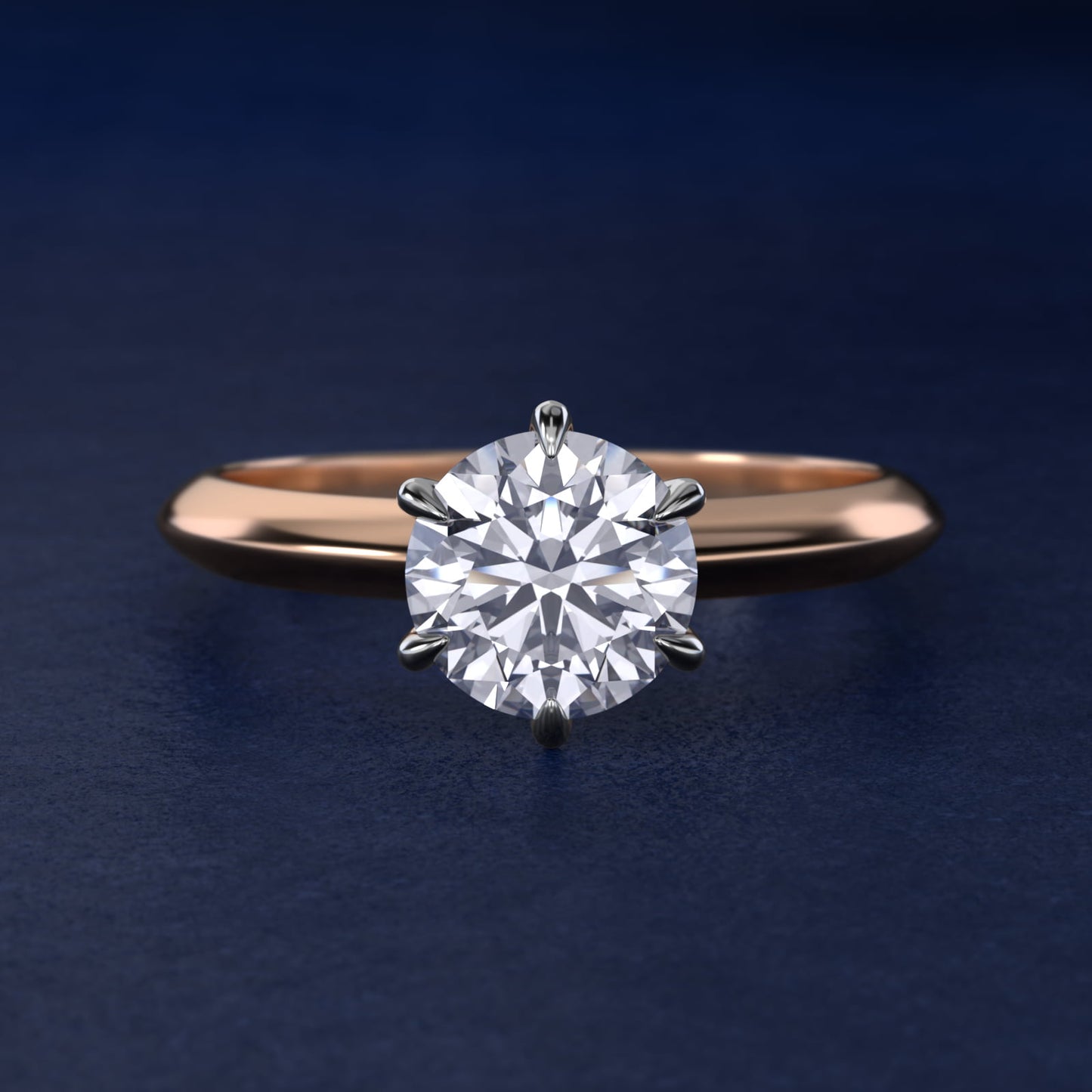 Knife Edge Six Prong Solitaire Engagement Ring In 14K Rose Gold By James Allen - Round Center