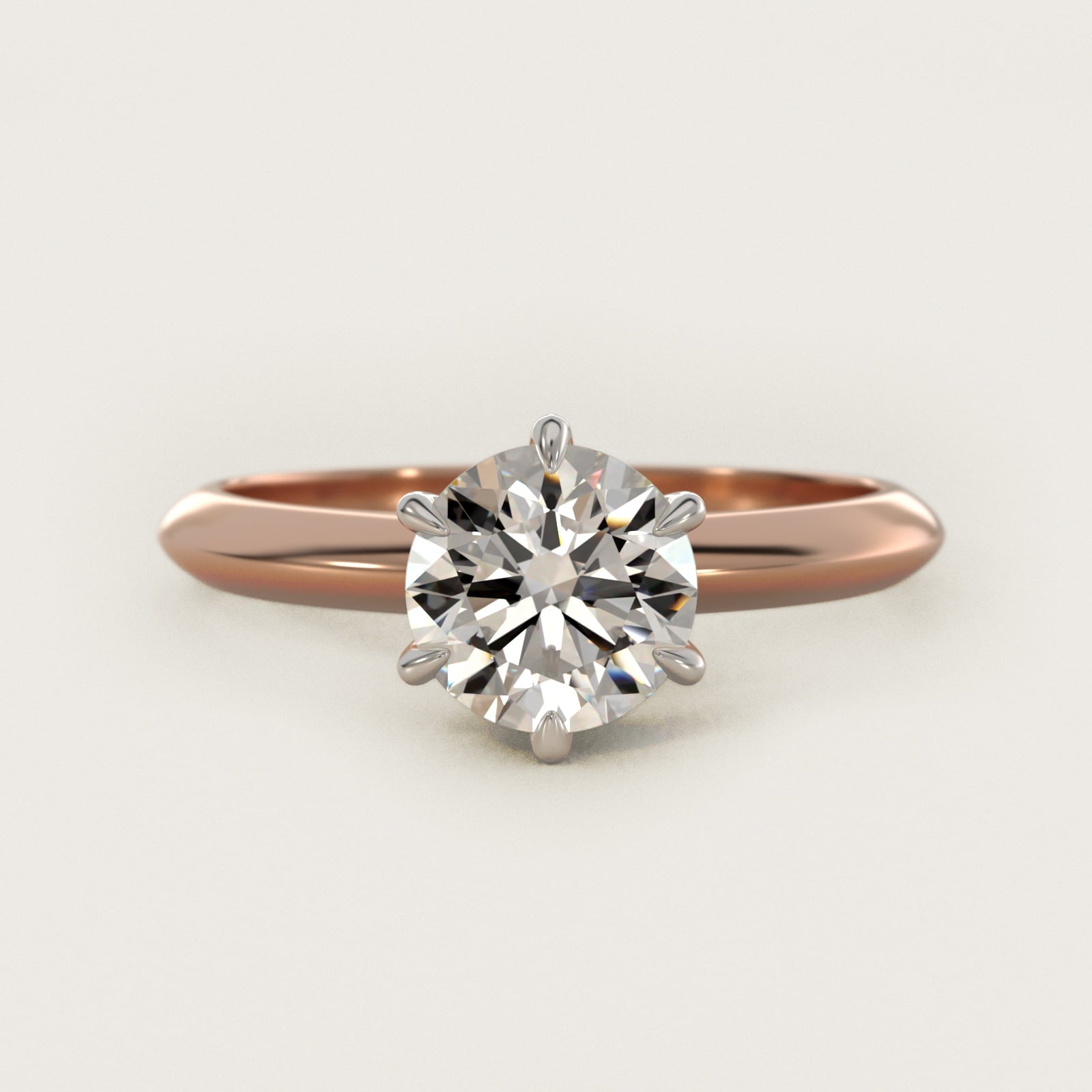 Knife Edge Six Prong Solitaire Engagement Ring In 14K Rose Gold By James Allen - Round Center