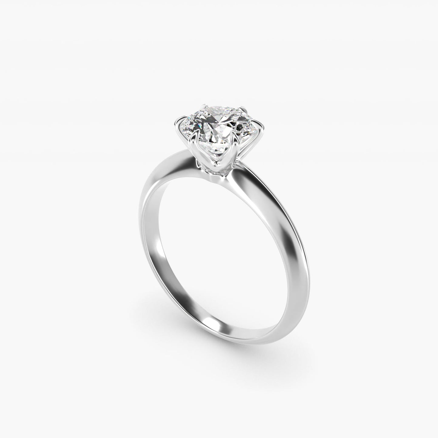 Knife Edge Six Prong Solitaire Engagement Ring In 14K White Gold By James Allen - Round Center