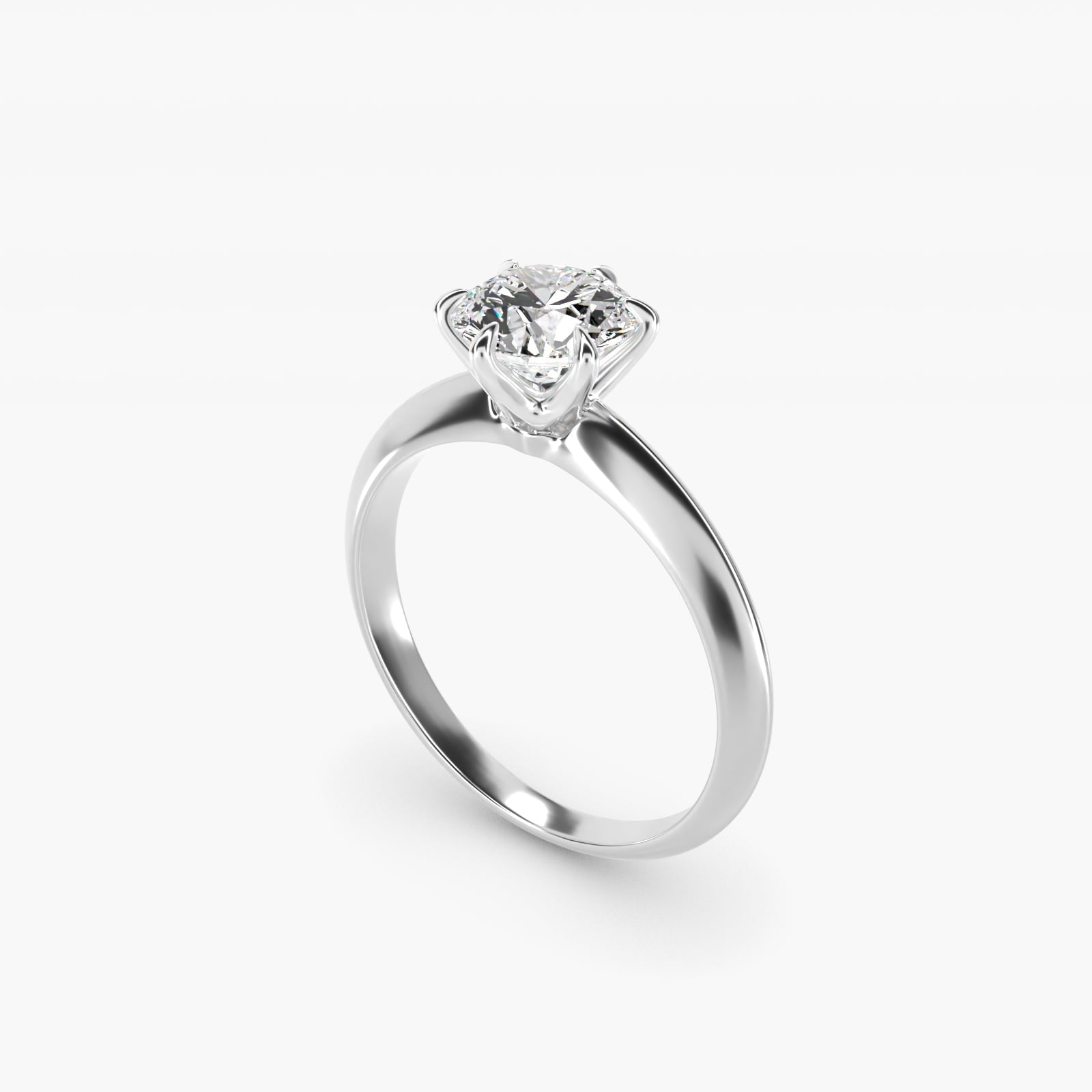 Knife Edge Six Prong Solitaire Engagement Ring In 14K White Gold By James Allen - Round Center