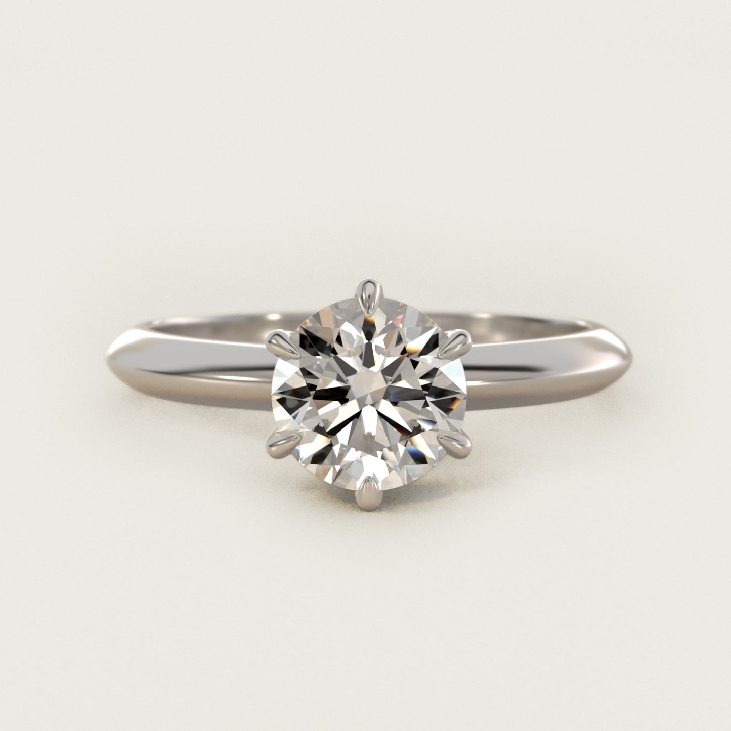 Knife Edge Six Prong Solitaire Engagement Ring In 14K White Gold By James Allen - Round Center