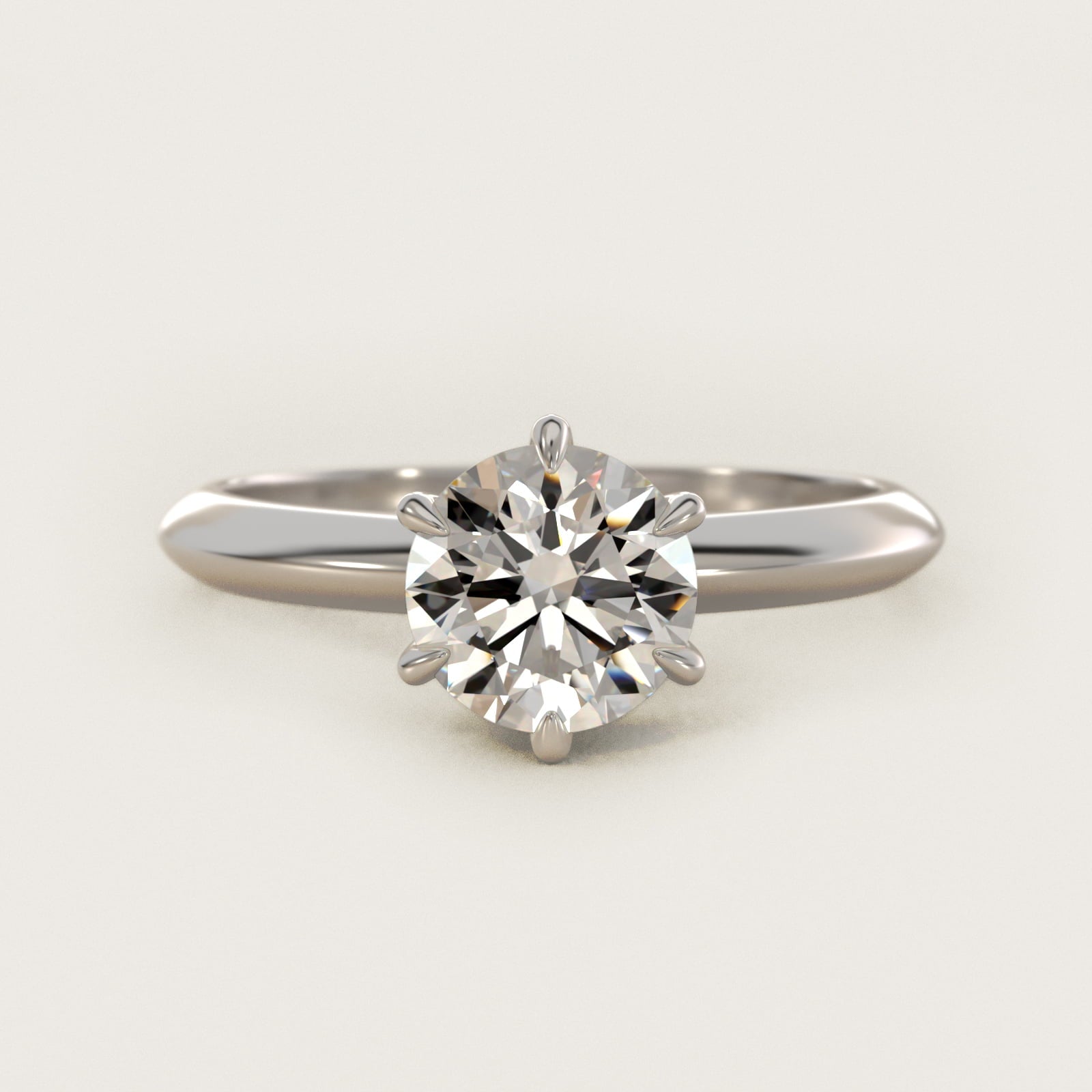 Knife Edge Six Prong Solitaire Engagement Ring In 14K White Gold By James Allen - Round Center