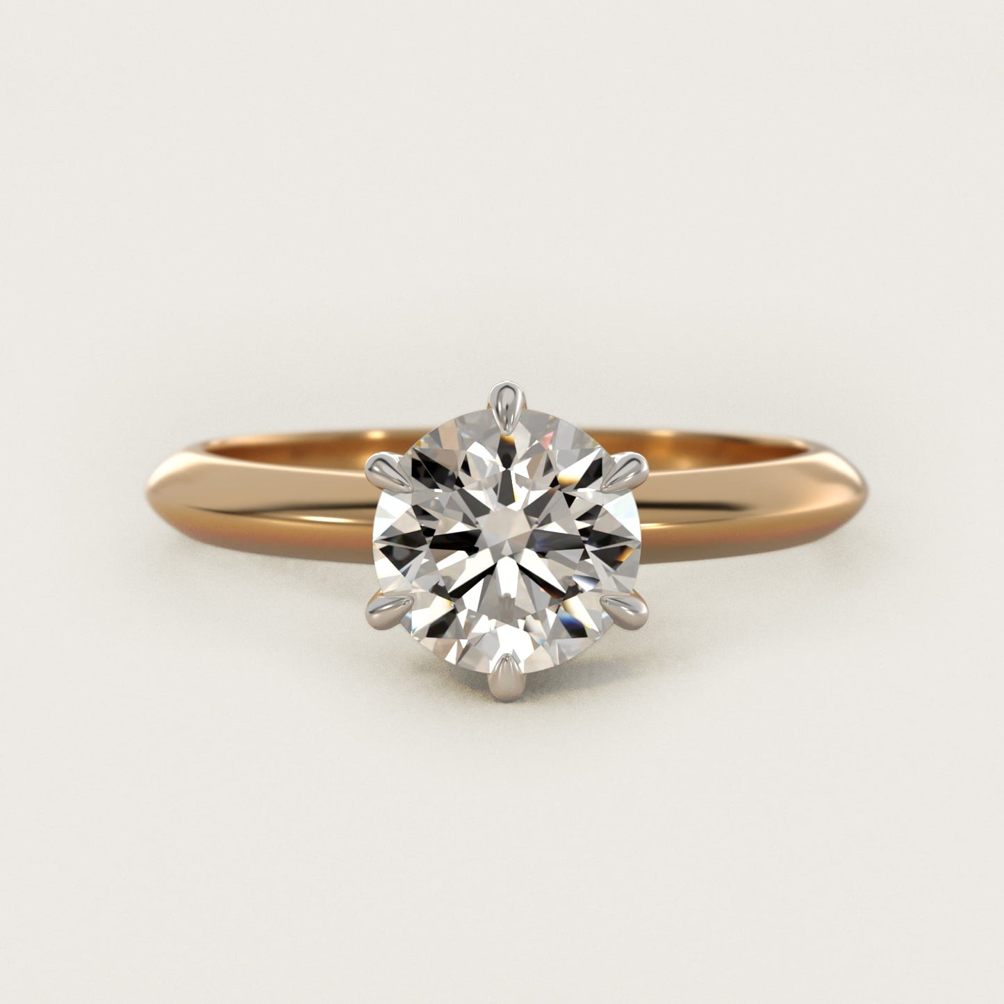 Knife Edge Six Prong Solitaire Engagement Ring In 14K Yellow Gold By James Allen - Round Center