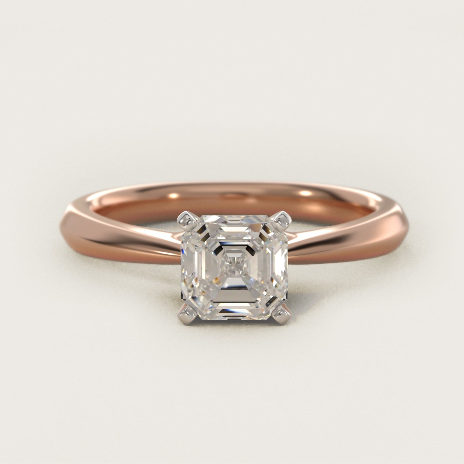 Knife-Edge Solitaire Engagement Ring in 14k Rose Gold By Zac Zac Posen - Asscher Center