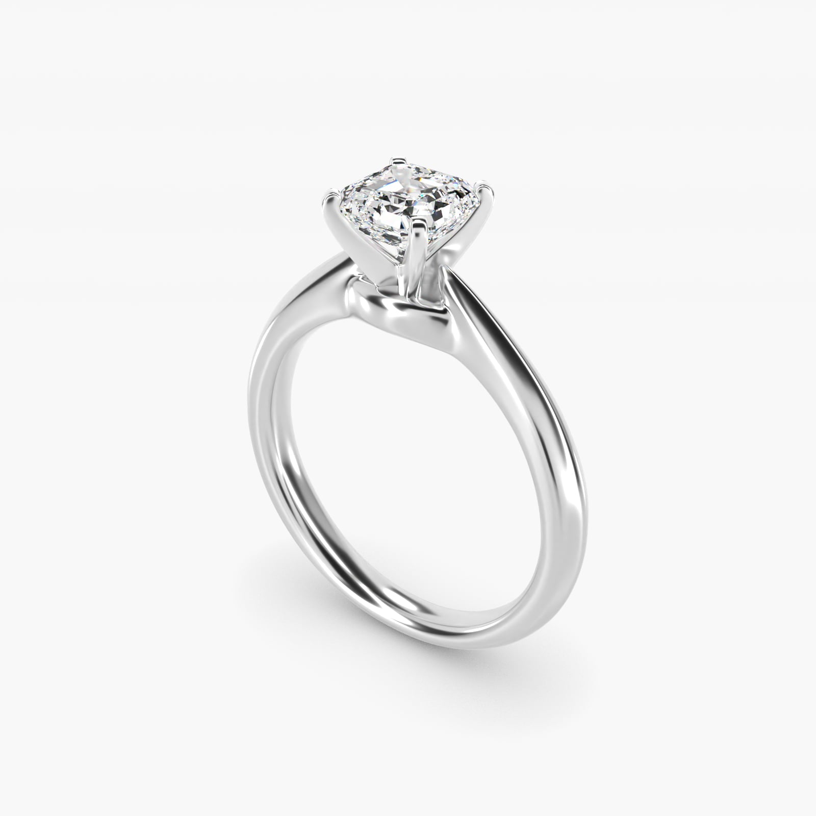 Knife-Edge Solitaire Engagement Ring in 14k White Gold By Zac Zac Posen - Asscher Center