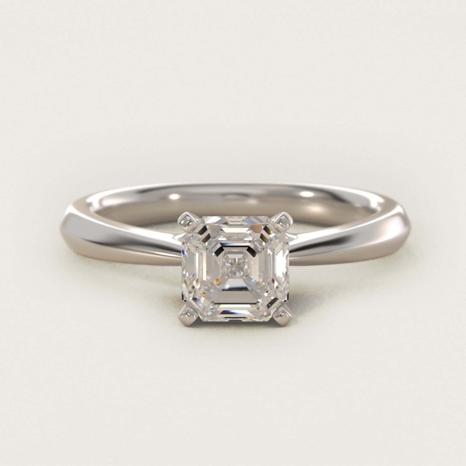 Knife-Edge Solitaire Engagement Ring in 14k White Gold By Zac Zac Posen - Asscher Center