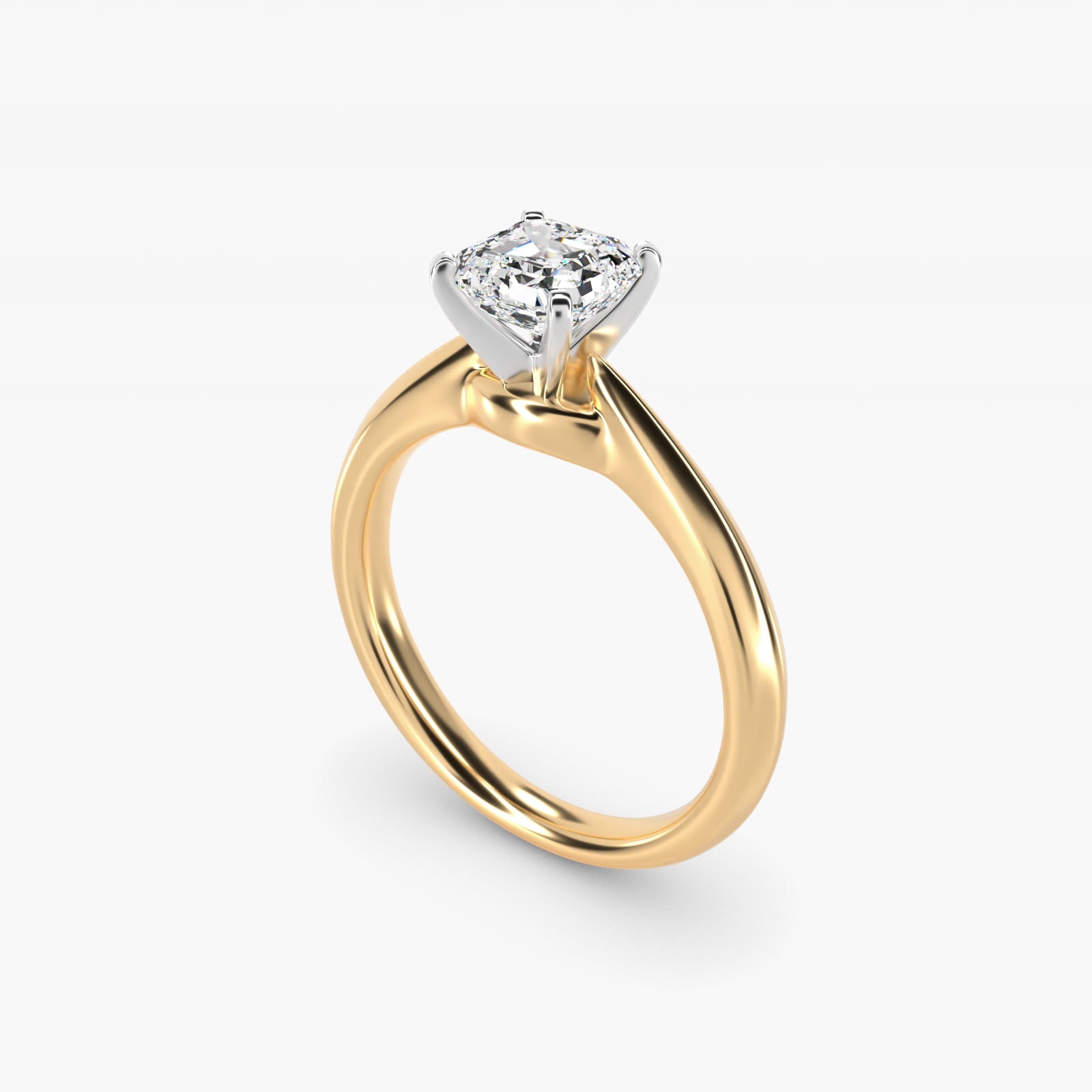 Knife-Edge Solitaire Engagement Ring in 18k Yellow Gold By Zac Zac Posen - Asscher Center
