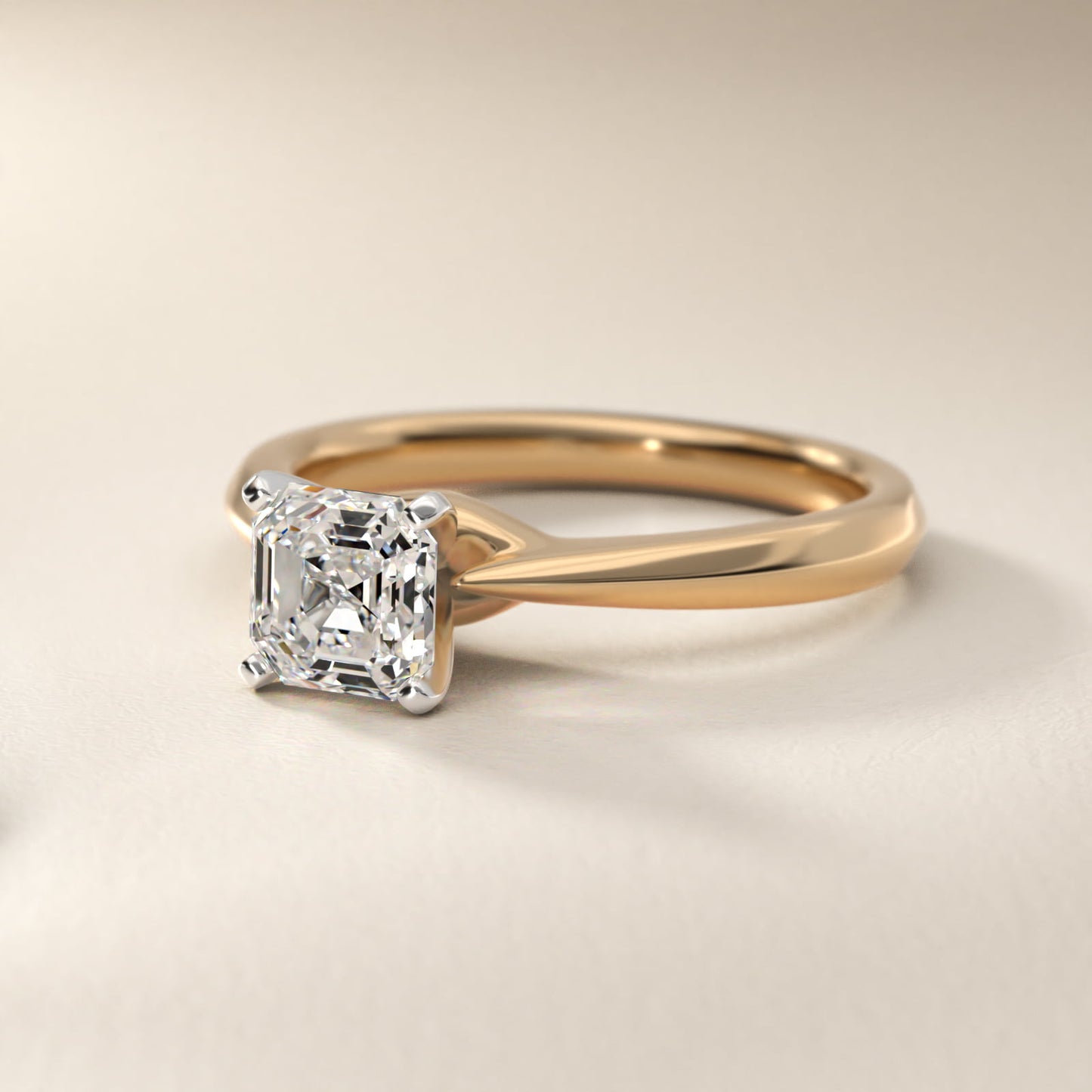 Knife-Edge Solitaire Engagement Ring in 14k Yellow Gold By Zac Zac Posen - Asscher Center