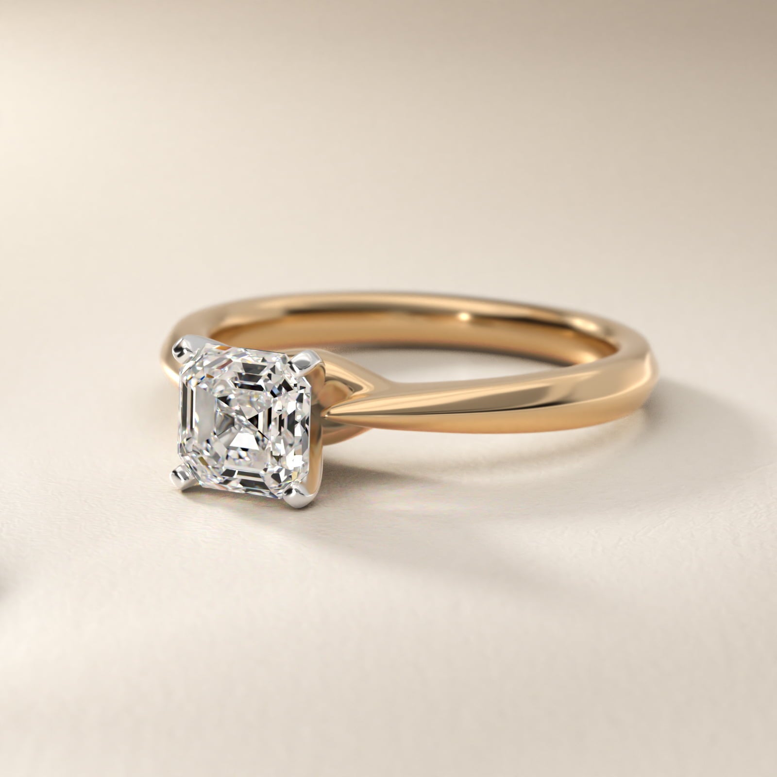 Knife-Edge Solitaire Engagement Ring in 18k Yellow Gold By Zac Zac Posen - Asscher Center