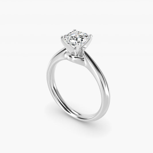 Knife-Edge Solitaire Engagement Ring in Platinum By Zac Zac Posen - Asscher Center