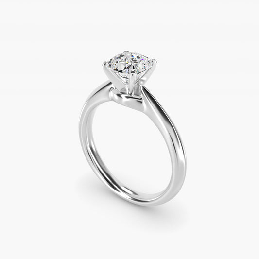 Knife-Edge Solitaire Engagement Ring in 14k White Gold By Zac Zac Posen - Cushion Center