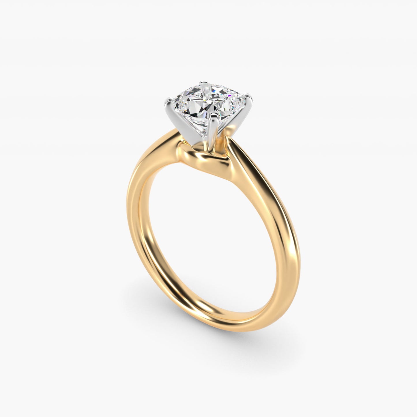 Knife-Edge Solitaire Engagement Ring in 14k Yellow Gold By Zac Zac Posen - Cushion Center