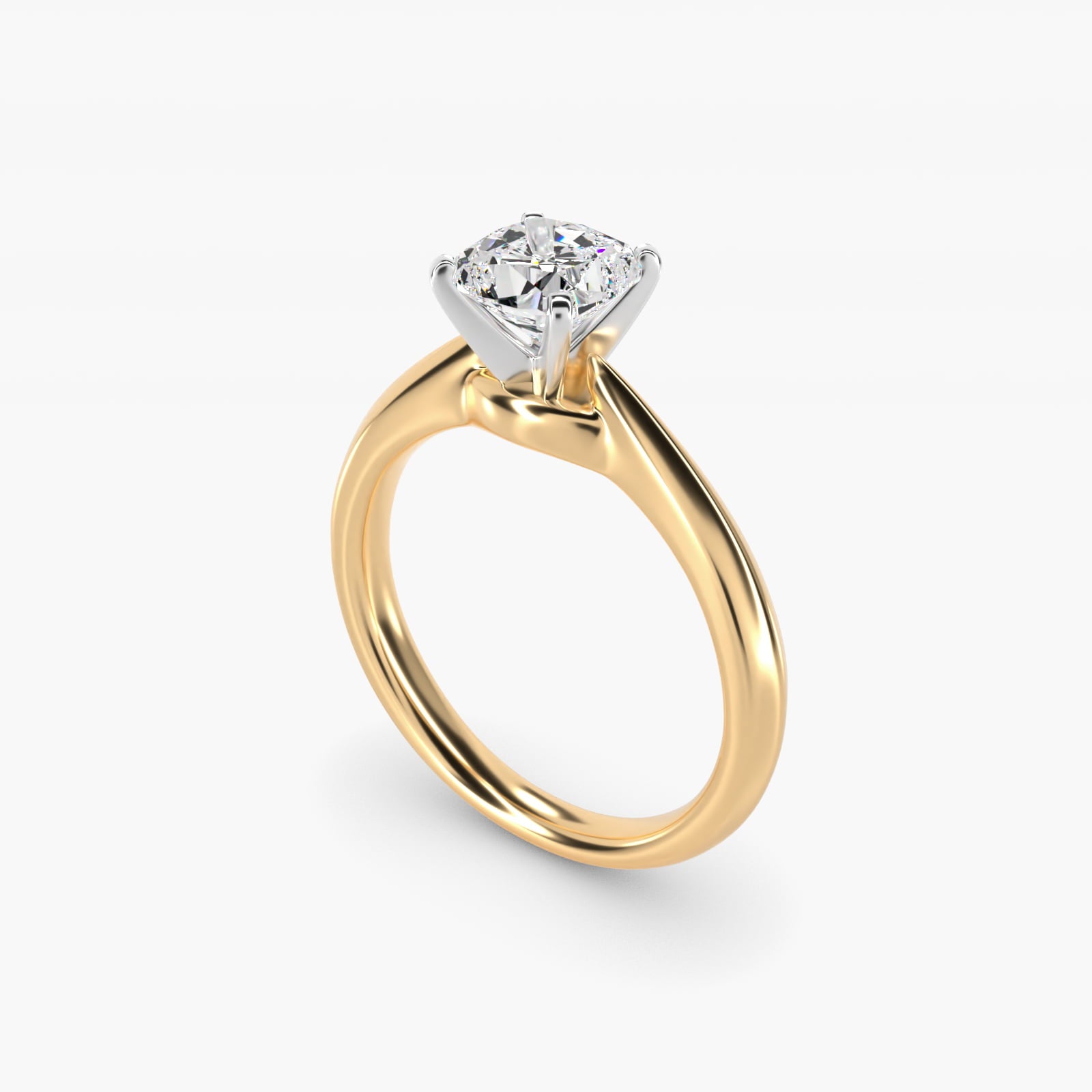Knife-Edge Solitaire Engagement Ring in 14k Yellow Gold By Zac Zac Posen - Cushion Center