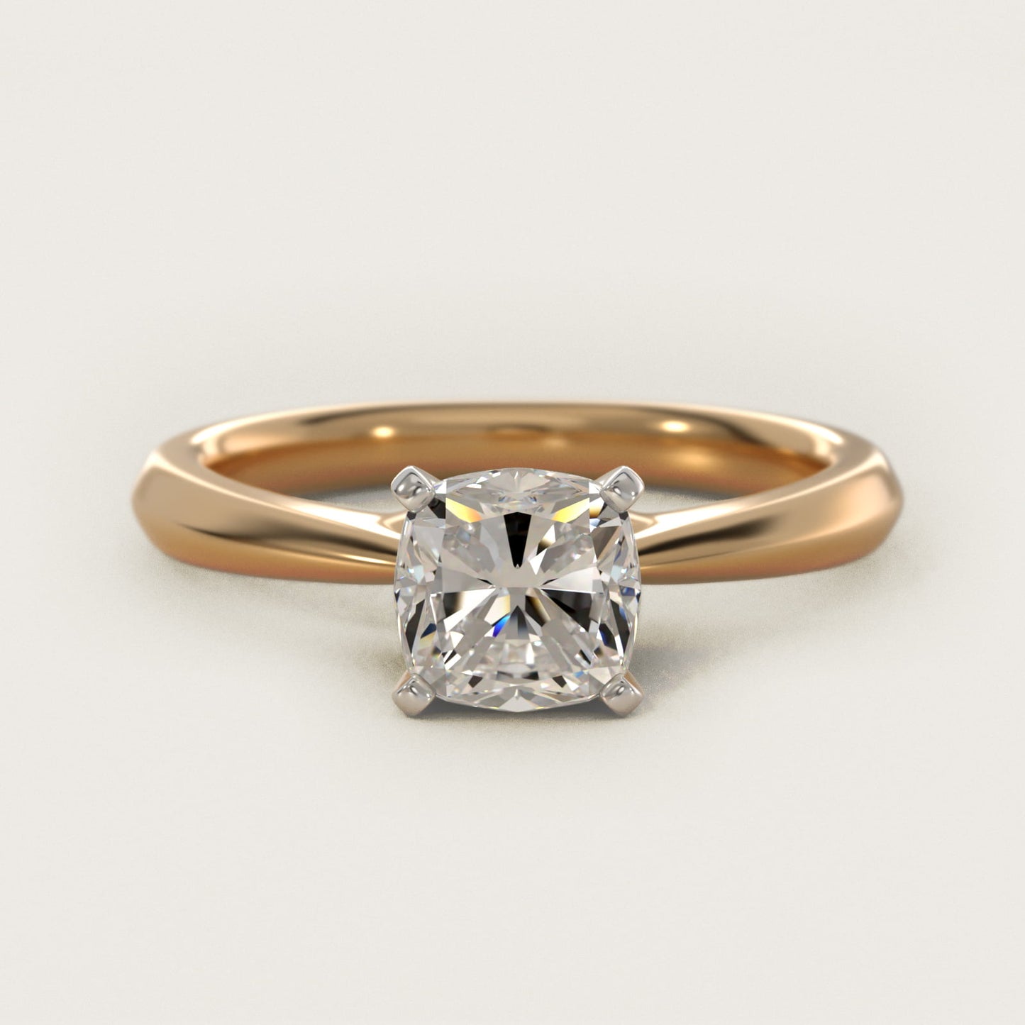 Knife-Edge Solitaire Engagement Ring in 14k Yellow Gold By Zac Zac Posen - Cushion Center