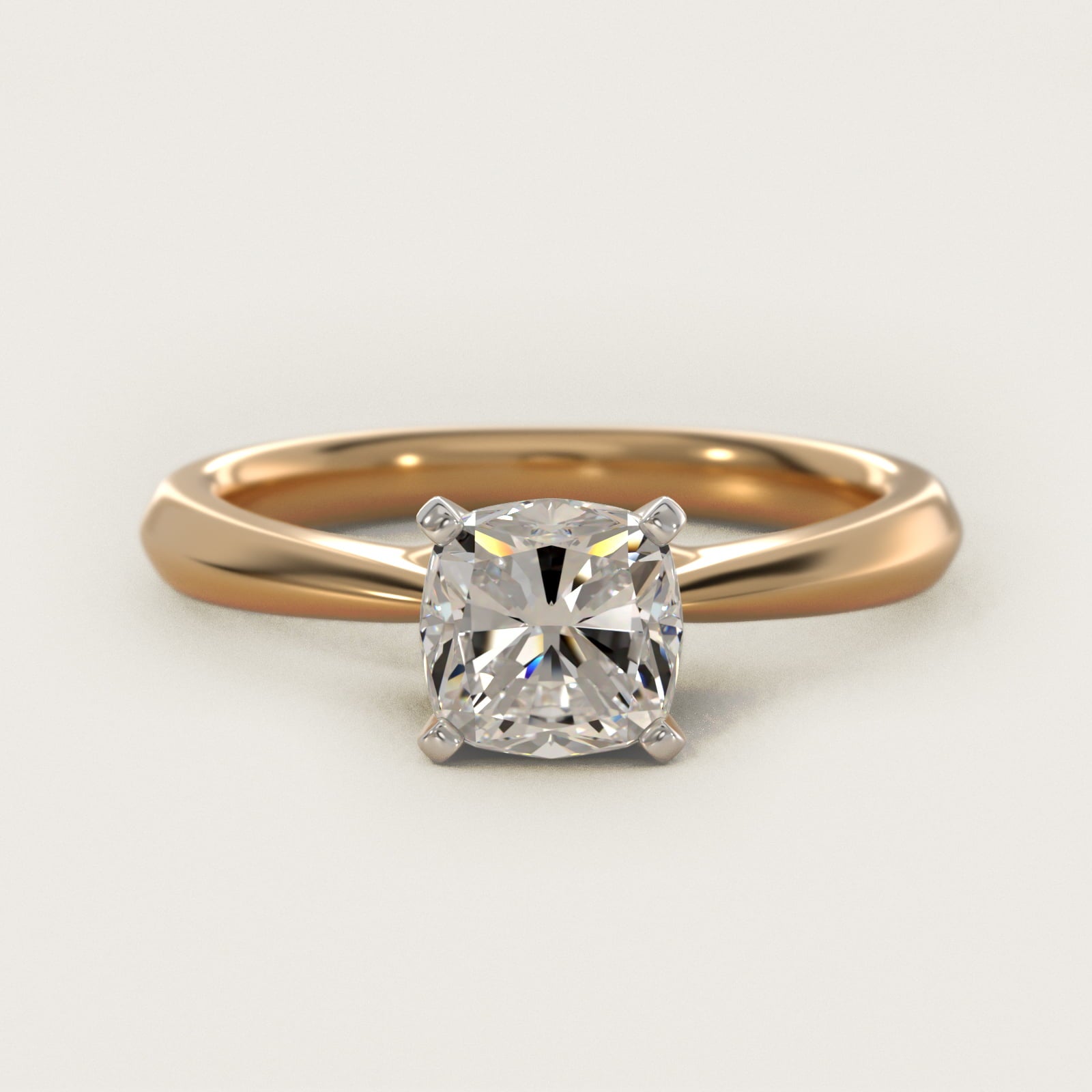 Knife-Edge Solitaire Engagement Ring in 18k Yellow Gold By Zac Zac Posen - Cushion Center