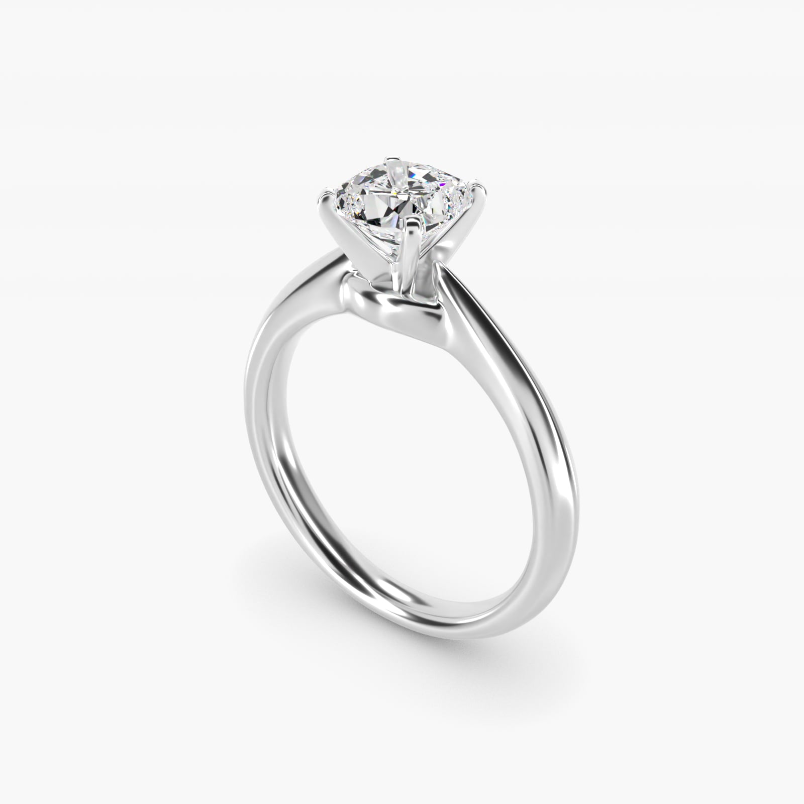 Knife-Edge Solitaire Engagement Ring in Platinum By Zac Zac Posen - Cushion Center