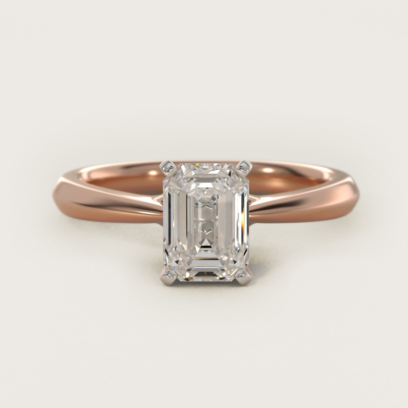 Knife-Edge Solitaire Engagement Ring in 14k Rose Gold By Zac Zac Posen - Emerald Center