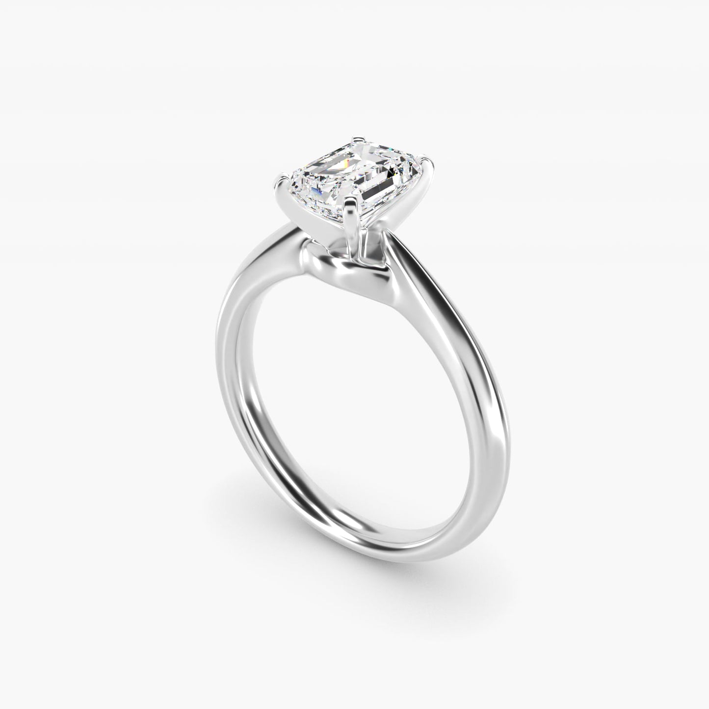 Knife-Edge Solitaire Engagement Ring in 18k White Gold By Zac Zac Posen - Emerald Center
