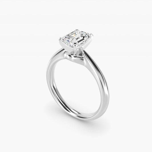 Knife-Edge Solitaire Engagement Ring in 18k White Gold By Zac Zac Posen - Emerald Center