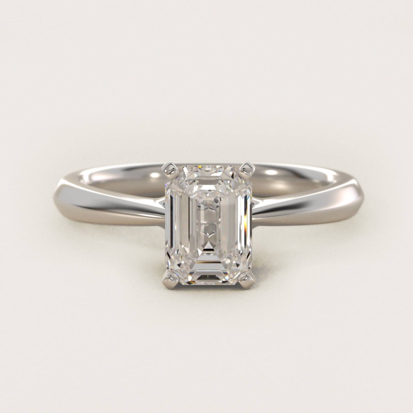Knife-Edge Solitaire Engagement Ring in 18k White Gold By Zac Zac Posen - Emerald Center