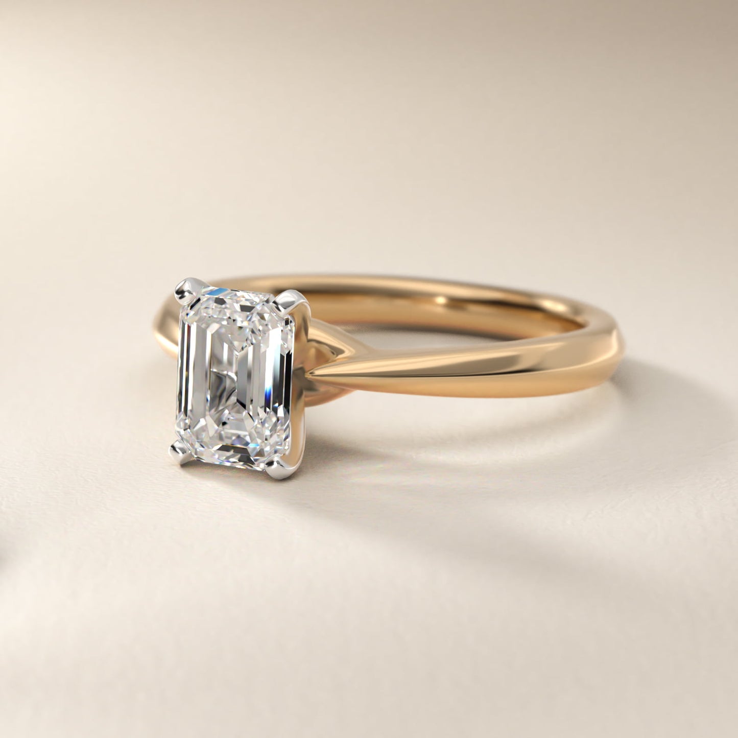 Knife-Edge Solitaire Engagement Ring in 14k Yellow Gold By Zac Zac Posen - Emerald Center