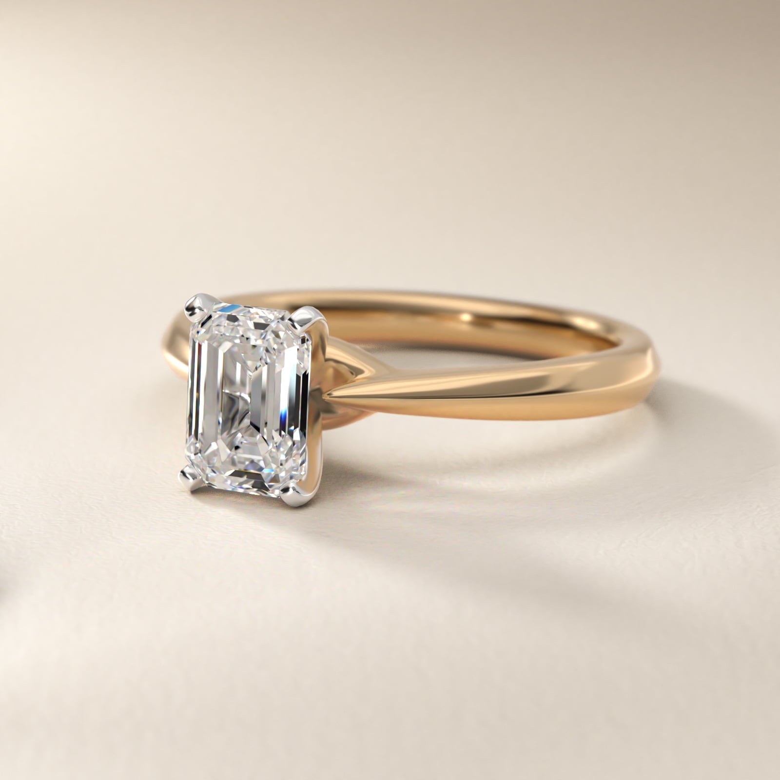 Knife-Edge Solitaire Engagement Ring in 18k Yellow Gold By Zac Zac Posen - Emerald Center