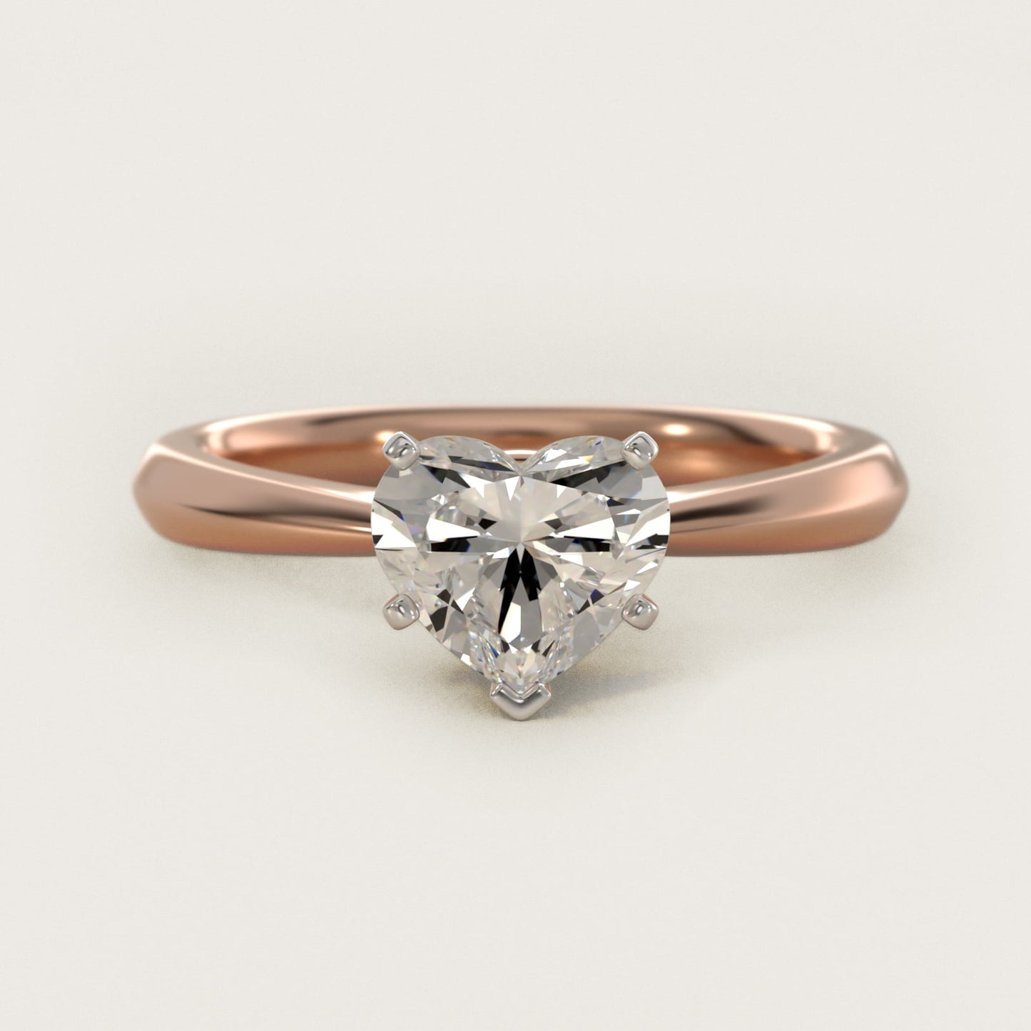 Knife-Edge Solitaire Engagement Ring in 14k Rose Gold By Zac Zac Posen - Heart Center