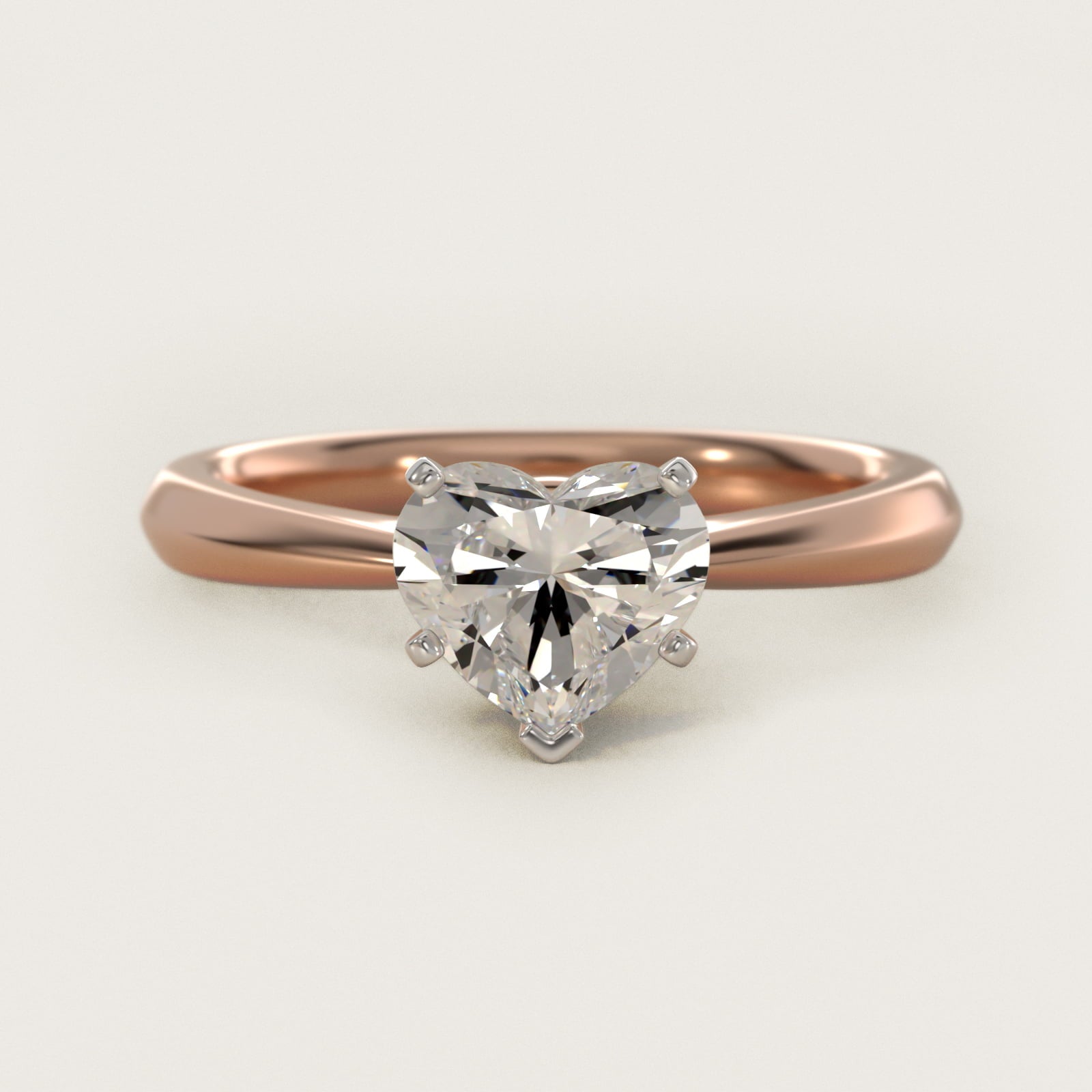 Knife-Edge Solitaire Engagement Ring in 18k Rose Gold By Zac Zac Posen - Heart Center