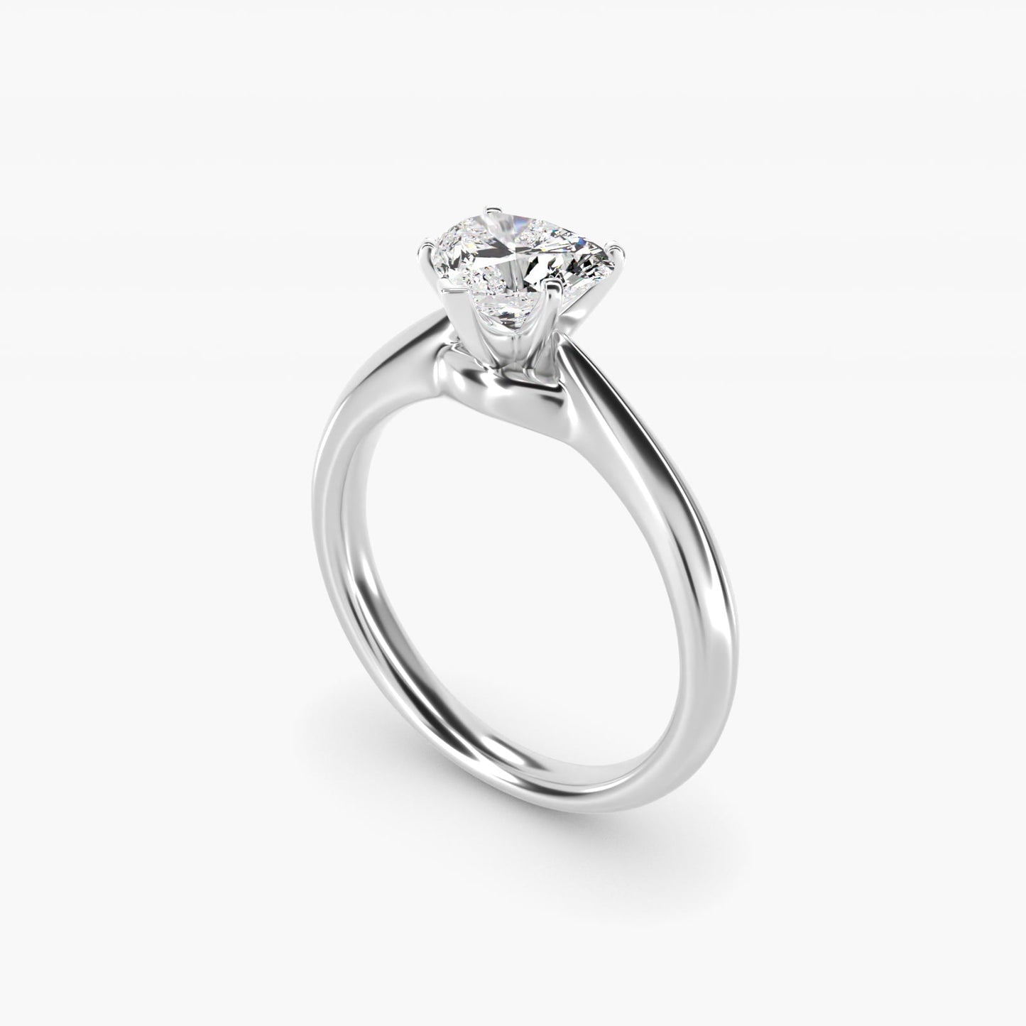 Knife-Edge Solitaire Engagement Ring in 14k White Gold By Zac Zac Posen - Heart Center