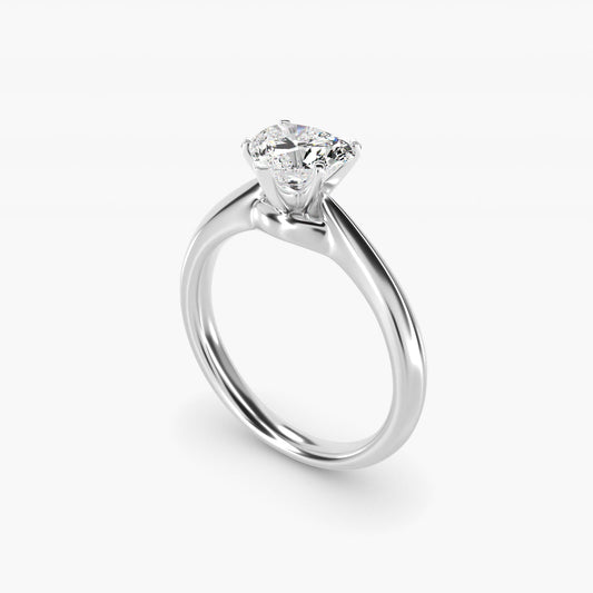 Knife-Edge Solitaire Engagement Ring in 18k White Gold By Zac Zac Posen - Heart Center