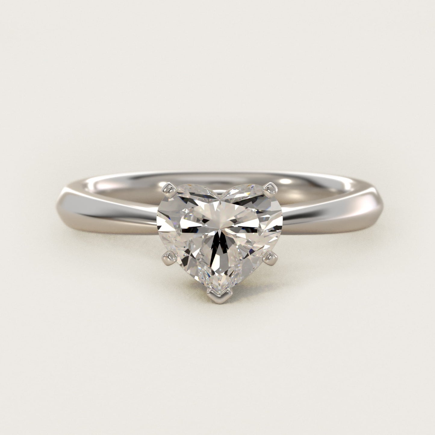 Knife-Edge Solitaire Engagement Ring in 18k White Gold By Zac Zac Posen - Heart Center