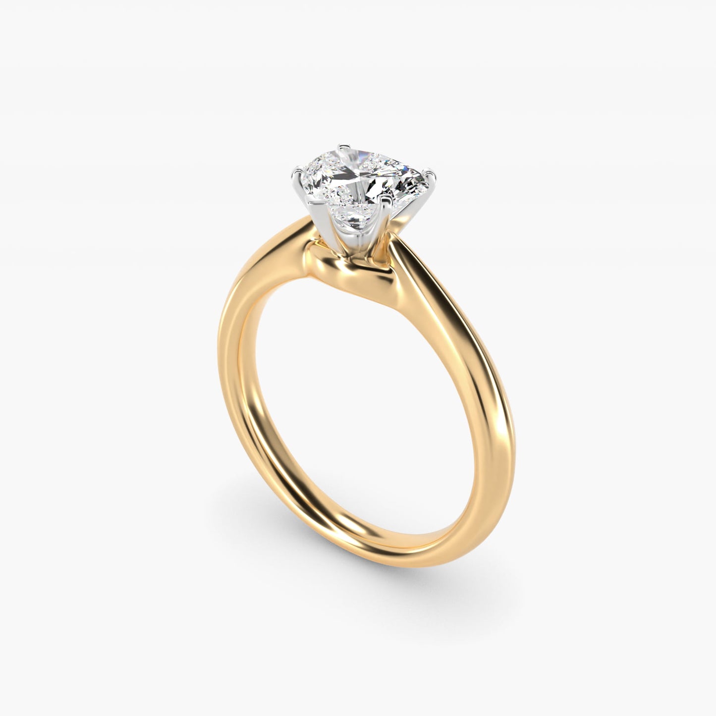 Knife-Edge Solitaire Engagement Ring in 14k Yellow Gold By Zac Zac Posen - Heart Center