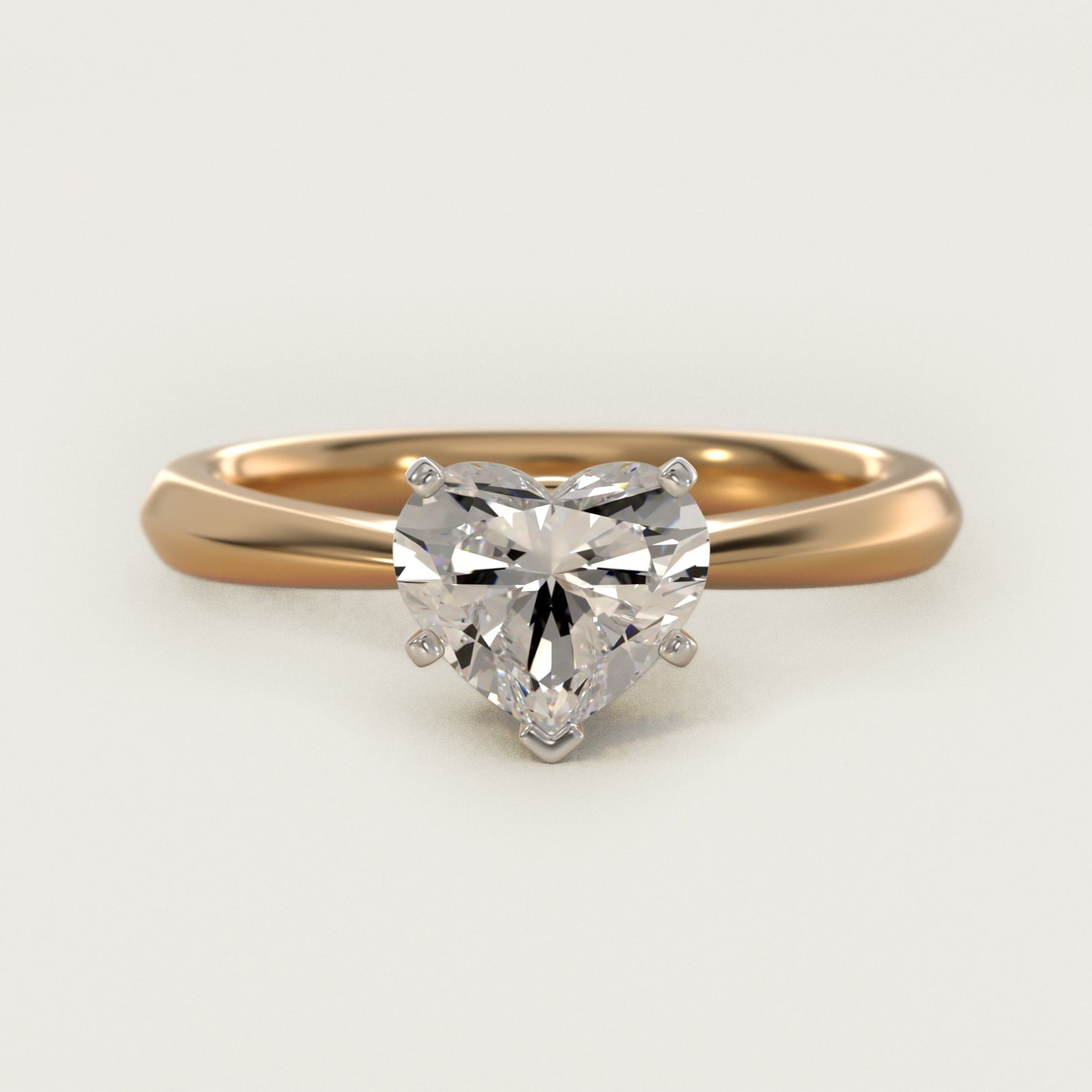 Knife-Edge Solitaire Engagement Ring in 18k Yellow Gold By Zac Zac Posen - Heart Center