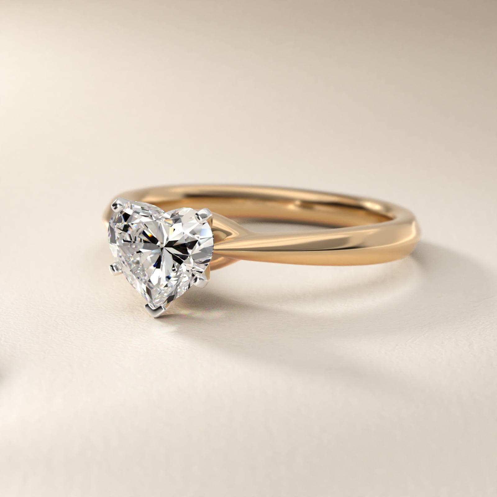 Knife-Edge Solitaire Engagement Ring in 18k Yellow Gold By Zac Zac Posen - Heart Center