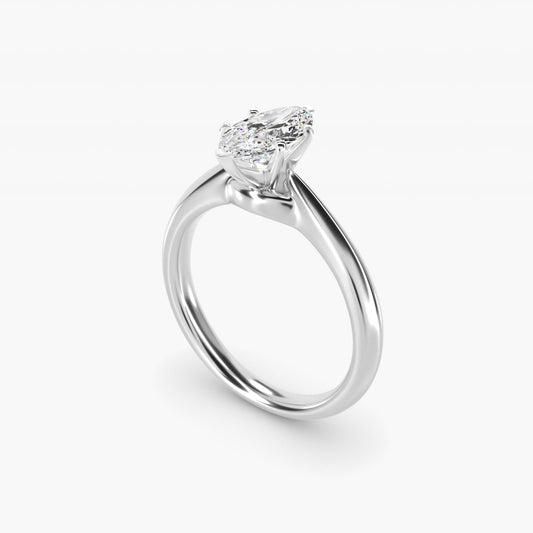 Knife-Edge Solitaire Engagement Ring in 14k White Gold By Zac Zac Posen - Marquise Center