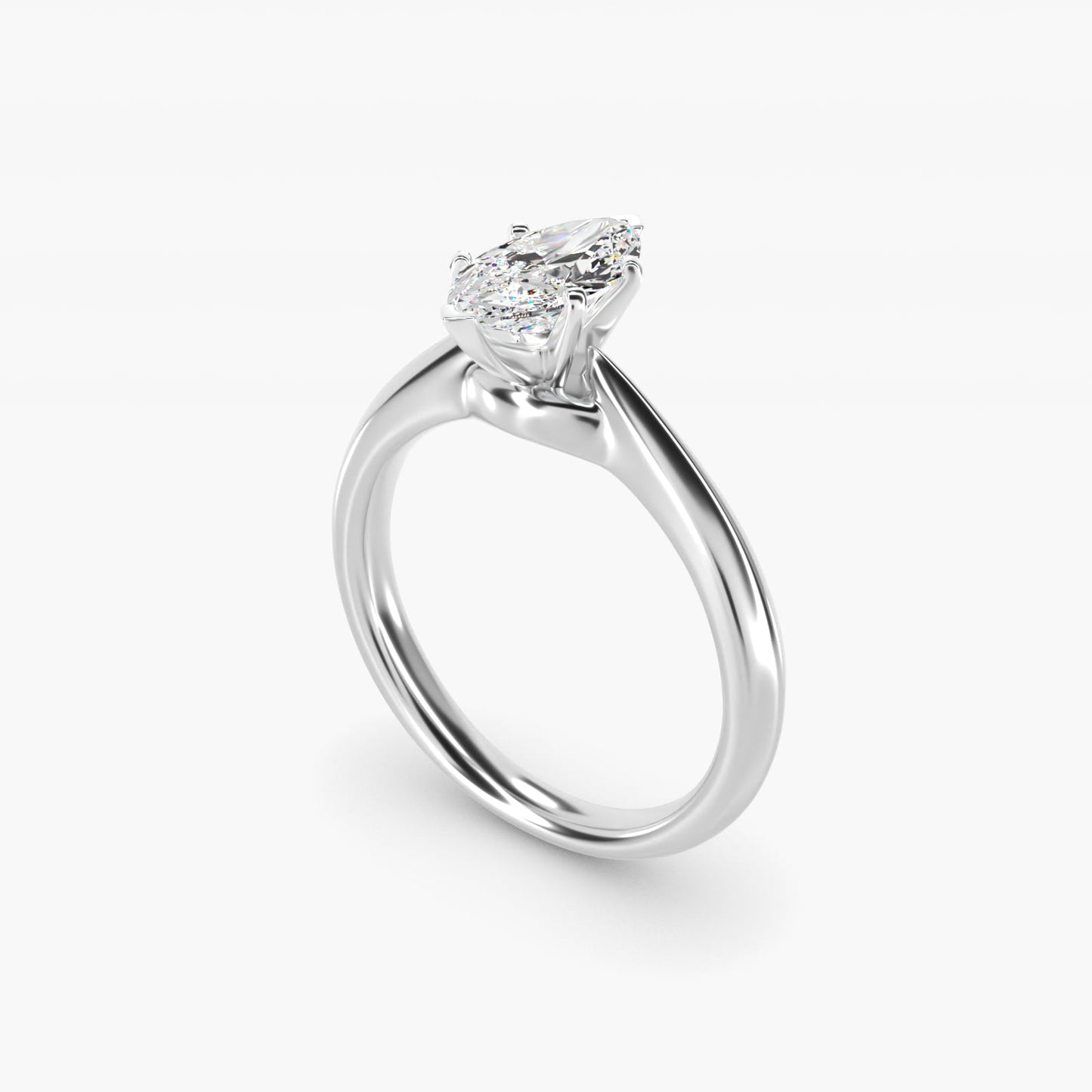 Knife-Edge Solitaire Engagement Ring in 18k White Gold By Zac Zac Posen - Marquise Center
