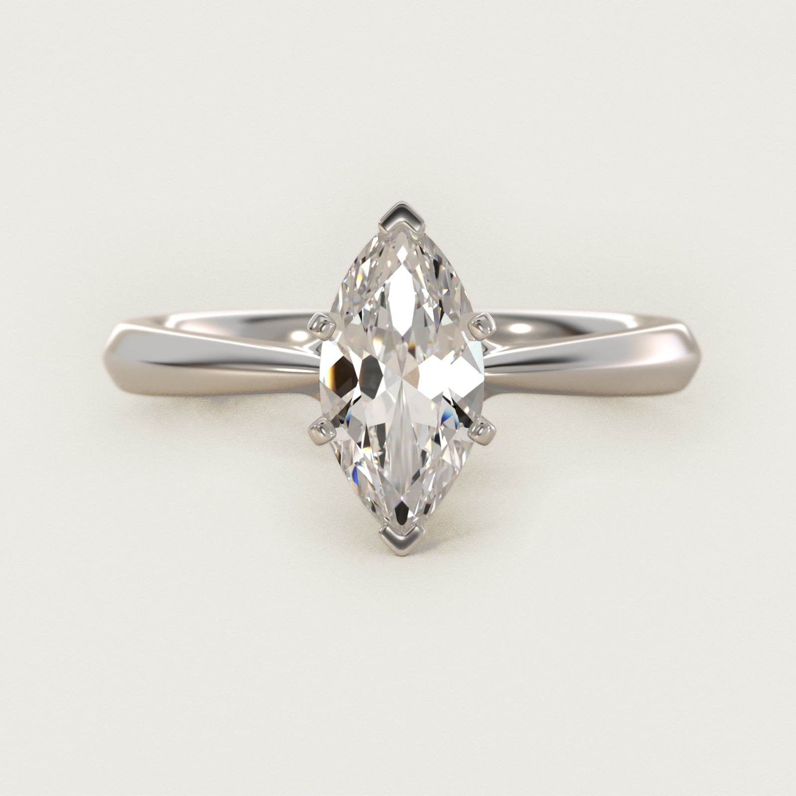 Knife-Edge Solitaire Engagement Ring in 14k White Gold By Zac Zac Posen - Marquise Center