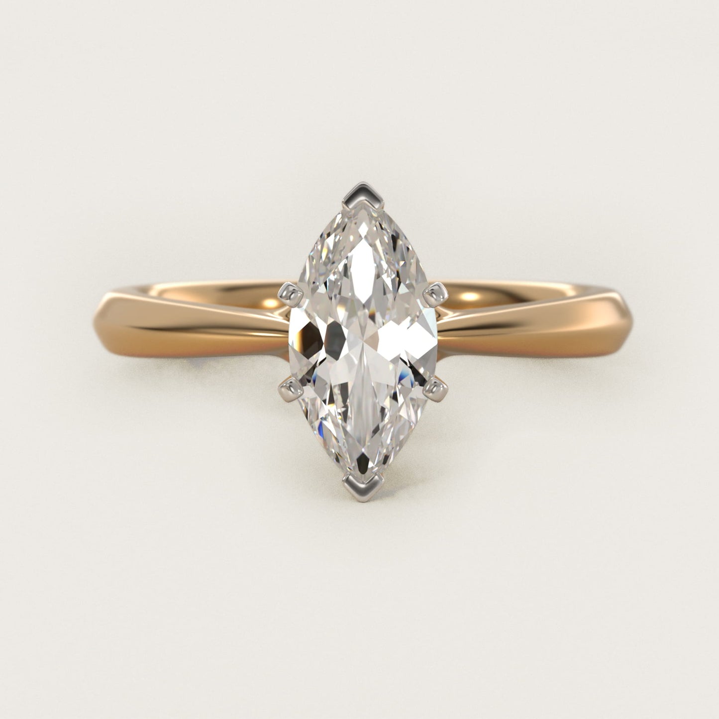 Knife-Edge Solitaire Engagement Ring in 14k Yellow Gold By Zac Zac Posen - Marquise Center