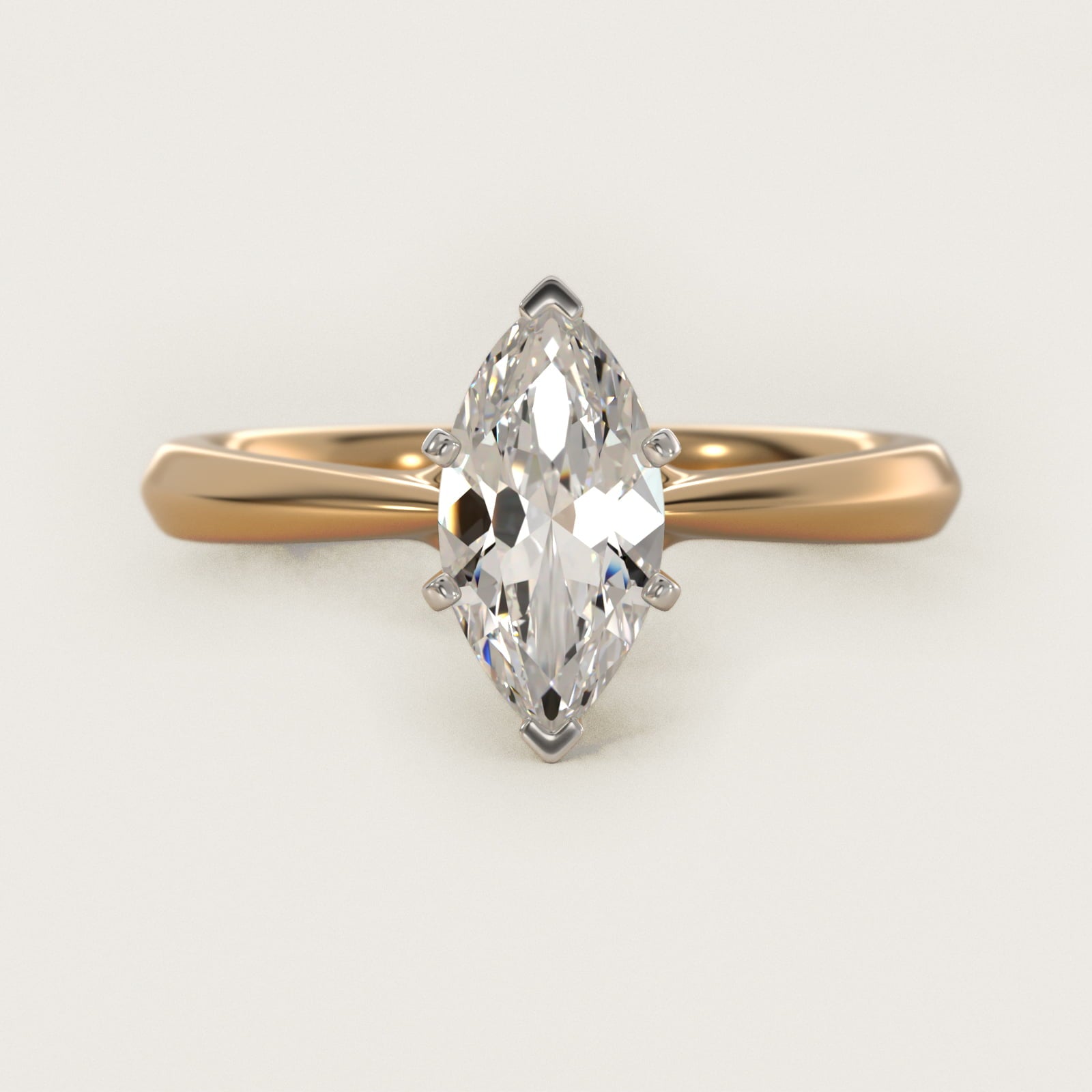 Knife-Edge Solitaire Engagement Ring in 14k Yellow Gold By Zac Zac Posen - Marquise Center