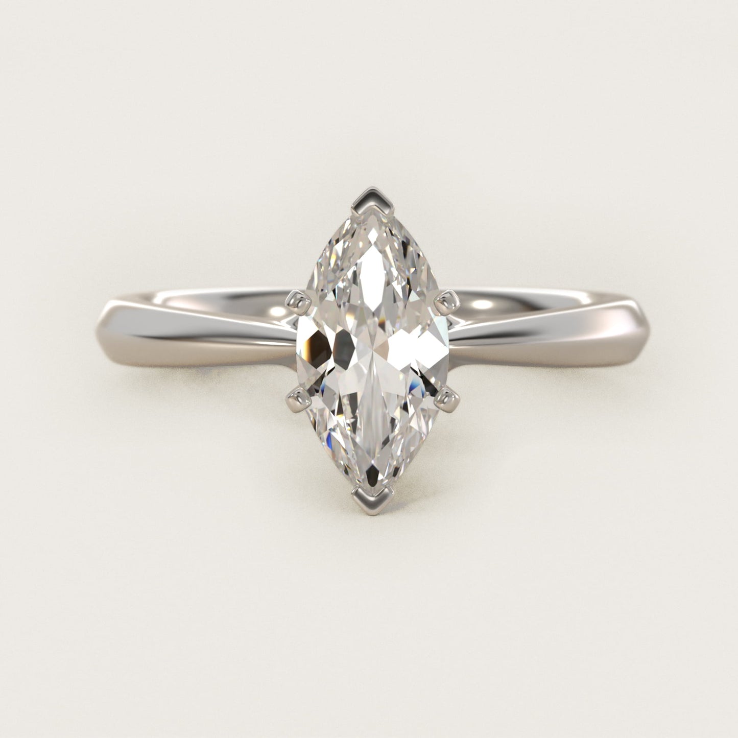 Knife-Edge Solitaire Engagement Ring in Platinum By Zac Zac Posen - Marquise Center