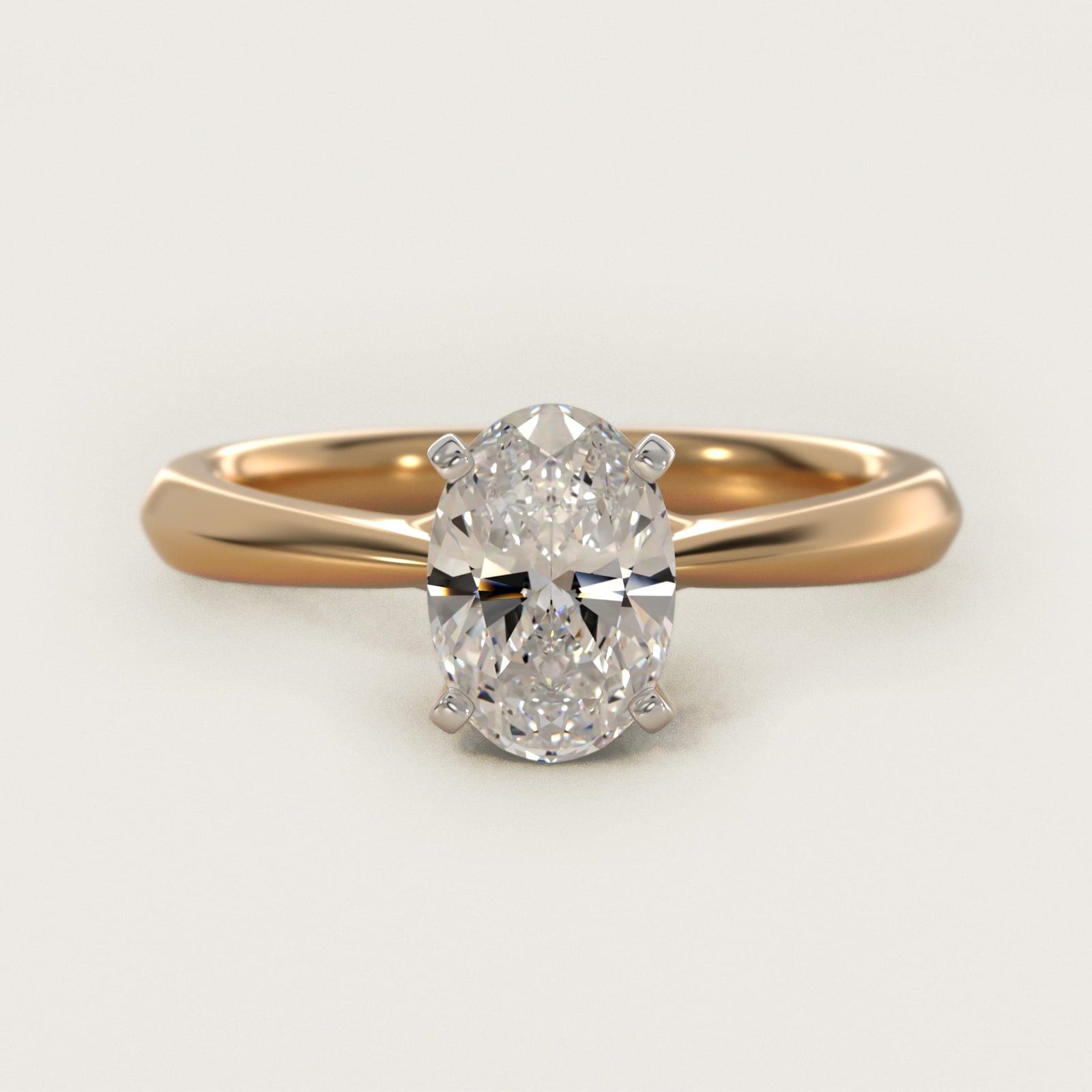 Knife-Edge Solitaire Engagement Ring in 14k Yellow Gold By Zac Zac Posen - Oval Center