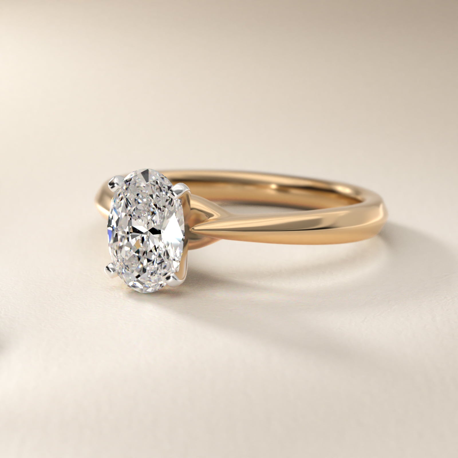 Knife-Edge Solitaire Engagement Ring in 14k Yellow Gold By Zac Zac Posen - Oval Center