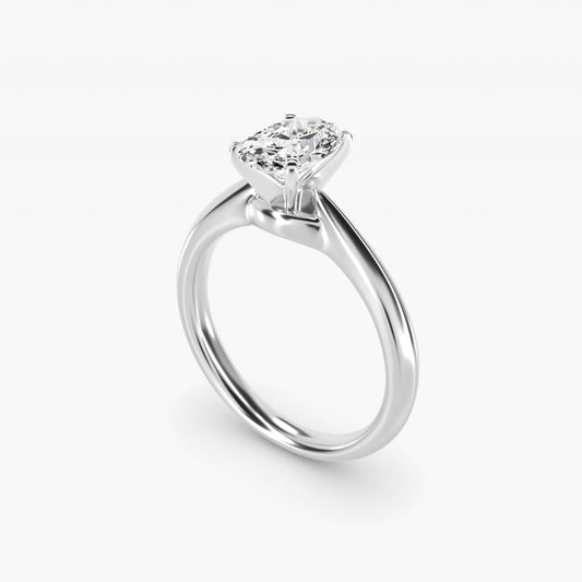 Knife-Edge Solitaire Engagement Ring in Platinum By Zac Zac Posen - Oval Center