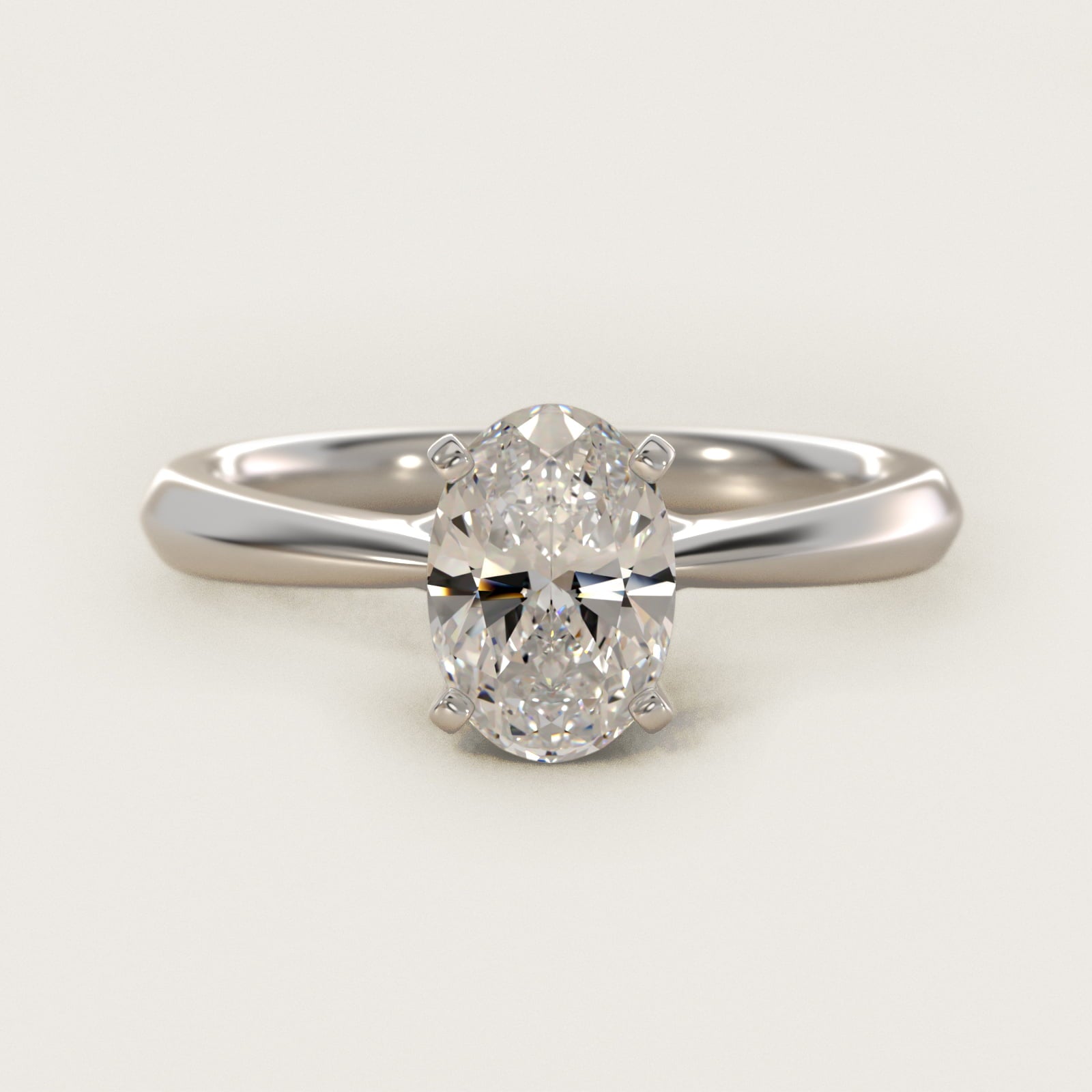 Knife-Edge Solitaire Engagement Ring in Platinum By Zac Zac Posen - Oval Center