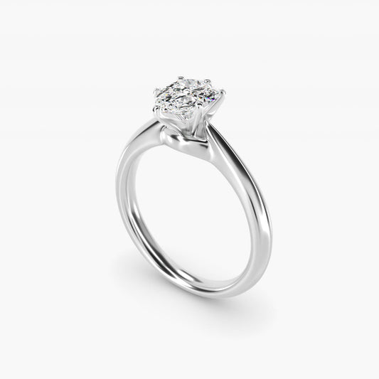 Knife-Edge Solitaire Engagement Ring in 14k White Gold By Zac Zac Posen - Pear Center