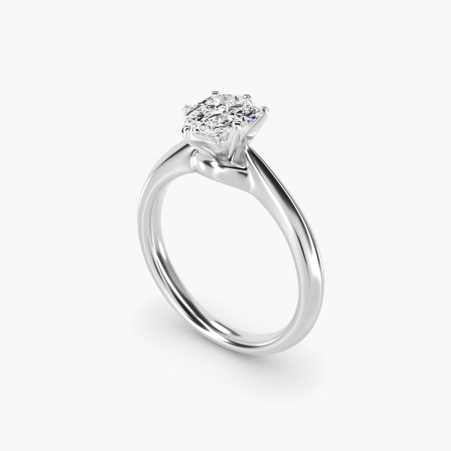 Knife-Edge Solitaire Engagement Ring in 18k White Gold By Zac Zac Posen - Pear Center