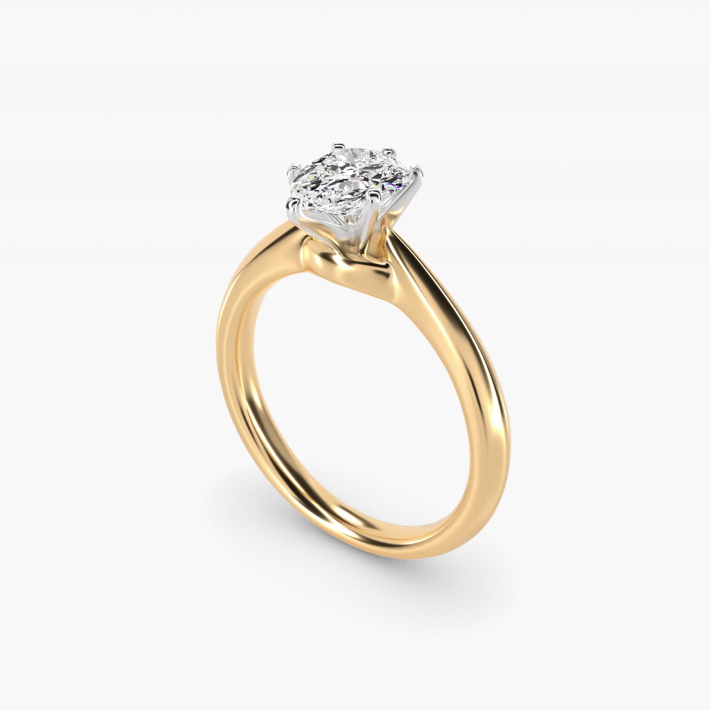 Knife-Edge Solitaire Engagement Ring in 14k Yellow Gold By Zac Zac Posen - Pear Center